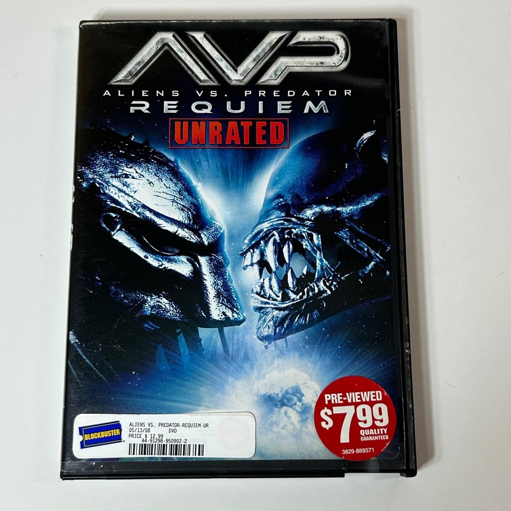 Aliens vs Predator Requiem Unrated DVD 2007 Blockbuster Pre-Viewed Sci-Fi Horror